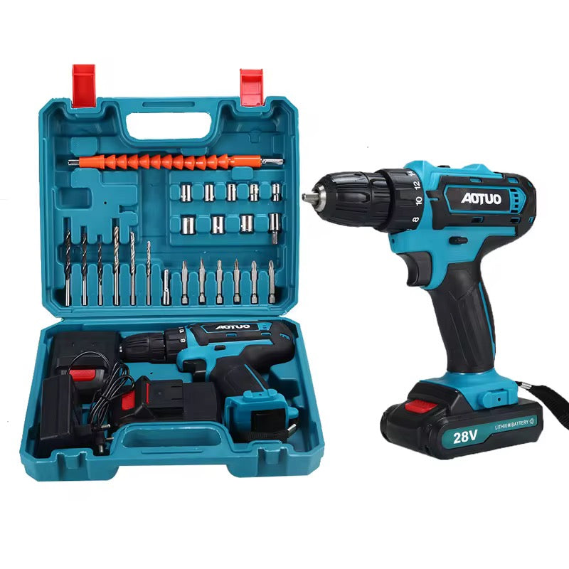 Trusă Bormașină Autofiletantă & Percuție • 2 Acumulatori 48 V 5 Ah • 30 Accesorii
