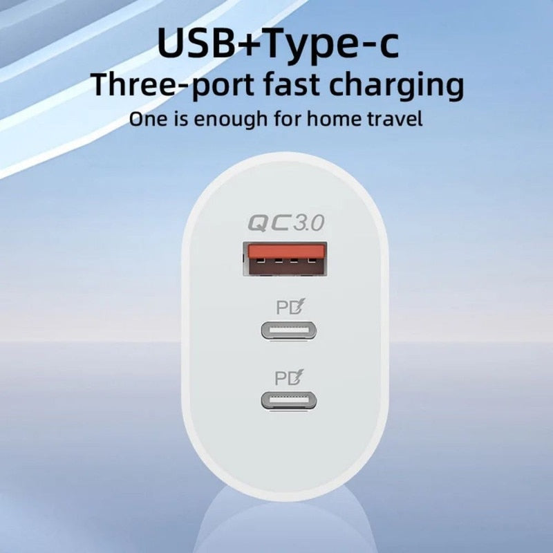 Încărcător PD80 40W • 3 Porturi • Alb