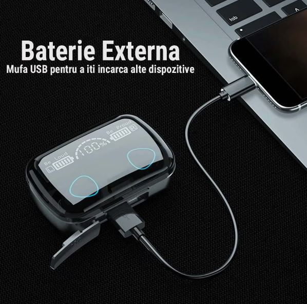 Căști Wireless M10 Bluetooth 5.0 Engross – Sunet Premium, Cutie Încărcare, IPX4