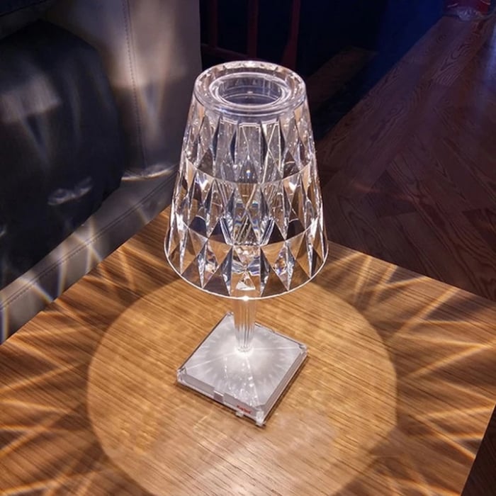 Lampă de Birou Portabilă din Cristal, Reîncărcabilă USB, 3 Culori