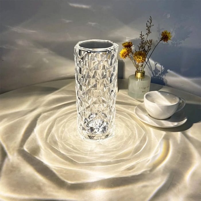 Lampa Luminoasa led Efect Cristal, 3 Lumini Albe, 16 Lumini RGB, Telecomanda Inclusa, Control Tactil, Reincarcabila pentru Dormitor, Birou, Bucatarie